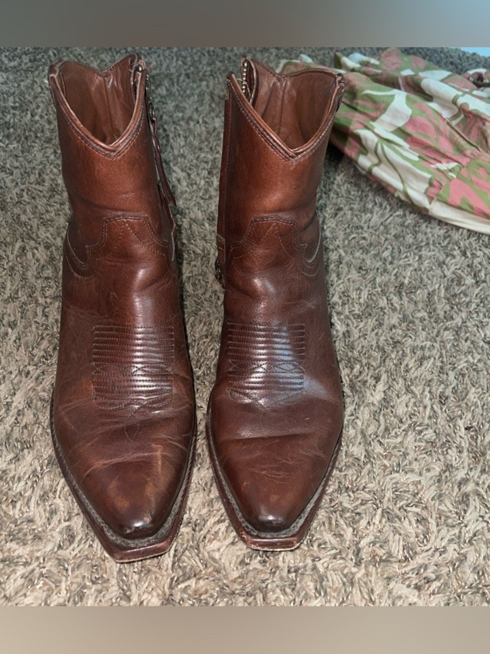 Tecovas The Daisy Scotch Western Ankle Boots 10B, Brown
